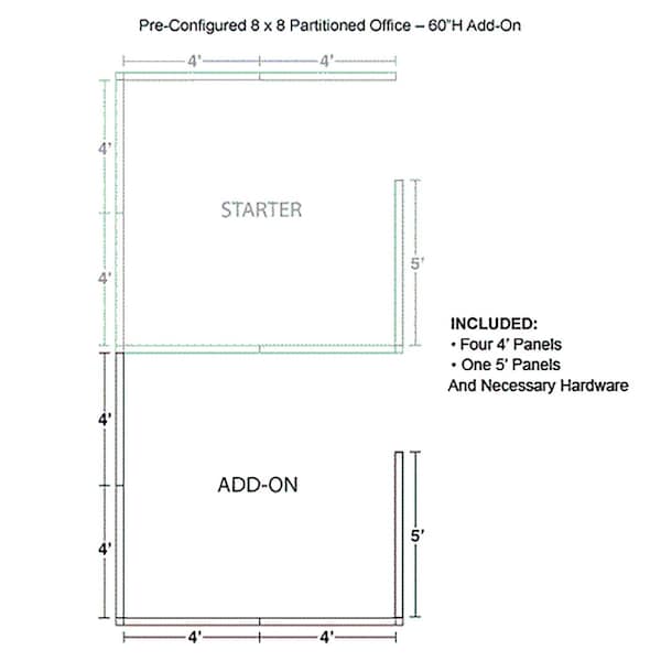 Interion By Global Industrial 96 in D X 60 in H, 96 in W X Fabric Panels / Wood Frame / Steel Connectors, Gray 236653GY - main
